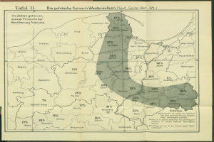 Eine schwarz-weiße Karte von Deutschland mit Bevölkerungsprozentsätzen in Textform.