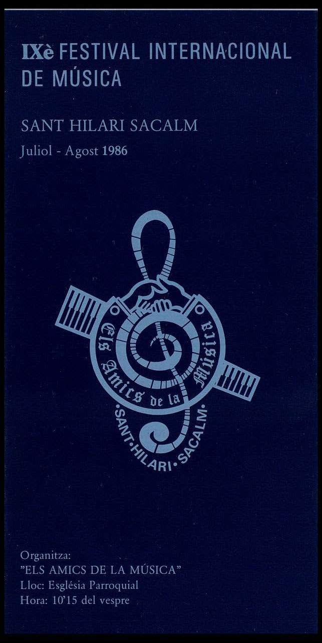 Plakat für das Ixé Festival Internacional de Música mit einem kreisförmigen Logo mit einer Musiknote, umgeben von Blüten und Laub, sowie weißer, fetter Schrift, die 'International Music Festival' lautet, und einem tiefblauen Hintergrund mit Sternen.